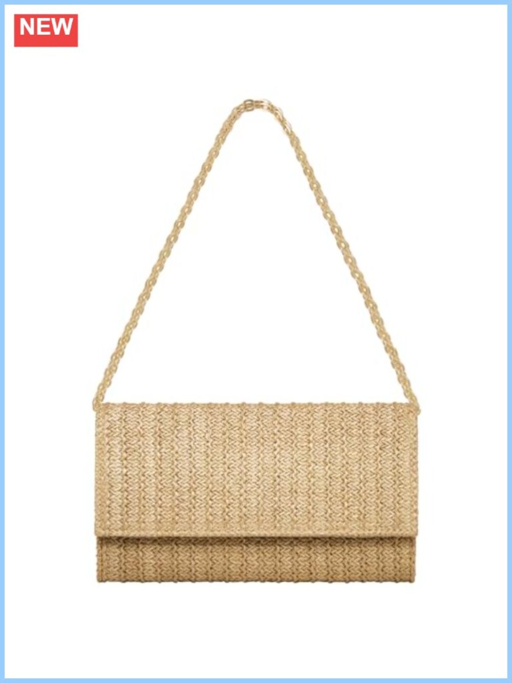 Straw Woven Clutch Purse Detachable Chain Crossbody Envelope Handbag for Beach